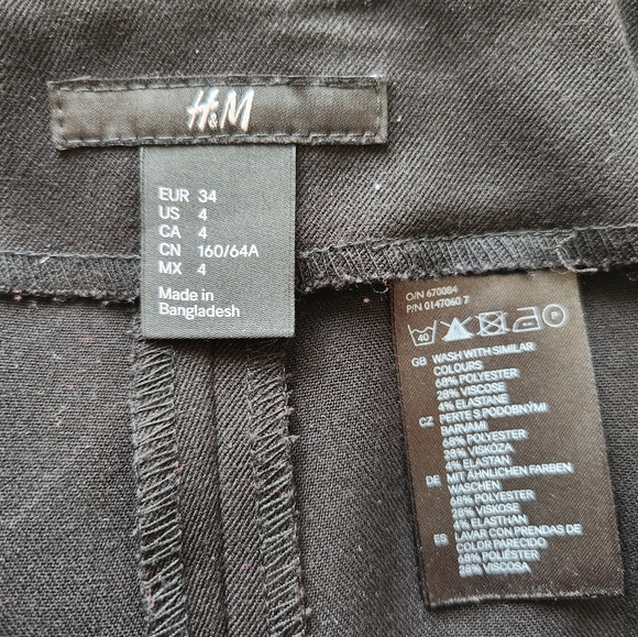 H&M Black Bodycon Stretch Pencil Mini Skirt, Size 4 - Picture 4 of 6